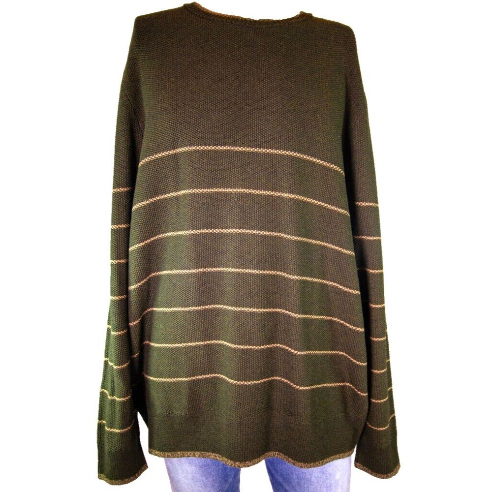 Paige Men's Striped Green Pullover Sweater Long Sleeve Zip Sweater Size XXL